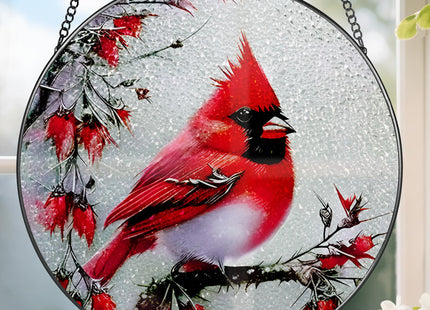Stained Glass Window Hanging, DOUHASU 8 Inch Cardinal Stained Glass Suncatcher Ornement, Window Decor, Sympathy Gift, Cardinal Gifts for Women