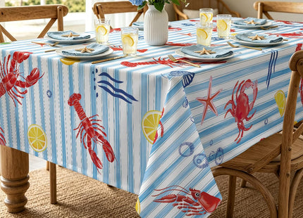 Arquiel Lobster Lemon Tablecloth 60 x 84 Inch Rectangular, Coastal Style