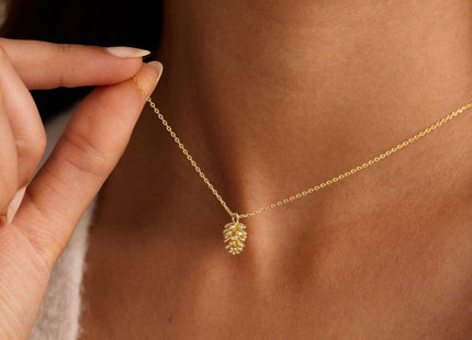 Plenky Gold Necklace -14K Gold Plated Pinecone Necklace