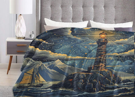 TZJCCMAY Nautical Lighthouse Blanket for Women, Ocean Sailboat Throw Blankets Soft Lightweight Flannel Throws for Bed Sofa Home Decor, Gifts for Girls Kids, 50x60in