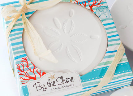 Kate Aspen Absorbent Sand Dollar Drink Coasters Set of 4– Coastal Decor, Nautical Home Decorations, Housewarming Gift, & Beach Themed Coasters for Drinks
