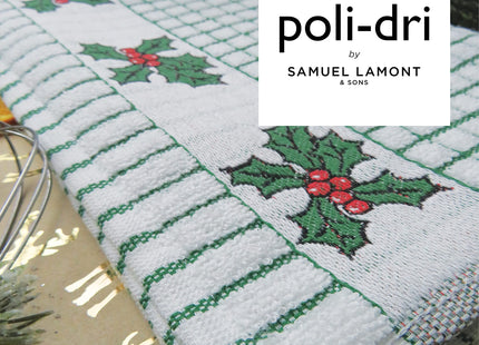 The Original Poli-dri Kitchen Towel from Samuel Lamont 100% Cotton (Holly Leaves)