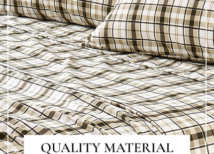 Great Bay Home Full Printed Microfiber Sheet Set - 4-Piece Ultra-Soft, Brushed Bedding Sheets & Pillowcases - Wrinkle & Fade Resistant, All-Season Bed Sheets (Cabin Plaid)