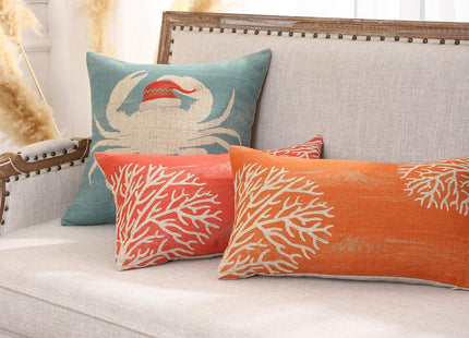 TRENDIN Beach Christmas Pillow Cover 18X18 for Couch Sea Ocean Decor Crab Square Linen Cushion Case Sofa Home Decorations PL1105TR
