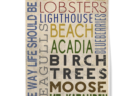 Lantern Press Maine, Typography, 12x18 Inch Art Print, Home Decor⁠