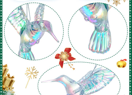 Amyhill 30 Pcs Iridescent Hummingbird Ornaments, Rainbow
