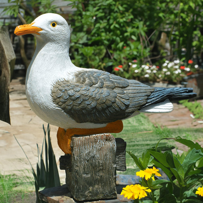 Euiroet Real Seagull Outdoor Sculpture,Funny Bird Statue,Garden Beach Statue Decor,Resin Animal Seabird Ornaments,Coastal Beach Decor,Patio Decor for Outdoor Table Decorfor Garden,Terrace,Lawn,Yard