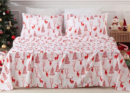 CAROMIO Christmas Sheets Twin, Soft Brushed Microfiber Bed Sheet Set, 16 Inches Deep Pocket Fitted Sheet Winter Holiday Sheets Set 3 Piece (Red Forest, Twin)
