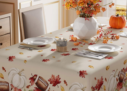 XCHI Fall Pumpkin Football Rectangle Tablecloth Decorations 60x84 Inch