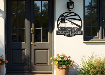 Personalized Lighthouse Metal Signs Custom Metal Signs Outdoor Cabin Sign