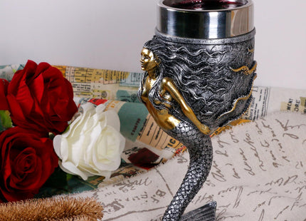 Fantasy Mermaid Octopus Wine Goblet - Sparkling Silver Tail Chalice Cup