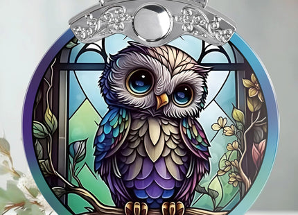 Jocidea Owl Christmas Ornaments - Stained Glass Holiday Decorations, Tree Ornaments, Xmas Gifts for Owl Lovers
