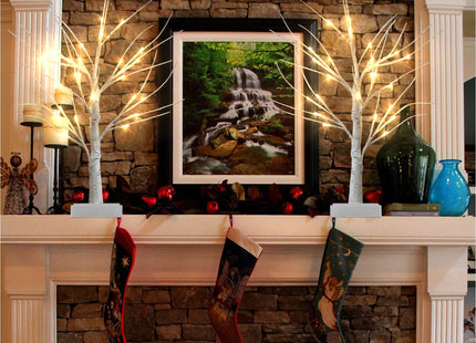 Set of 2 Warm White Birch Tree Lights 24 LED Twinkling White Birch Tree Light for Indoor Holiday Decor