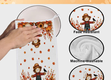 VISSTREE Fall Scarecrow Kitchen Towels 4 PCS, Autumn Hand Towel, 16x24in