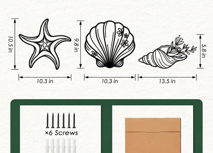 Sanwarm Wall Decor, 3 Pieces, Black Metal, for Home Coastal Beach