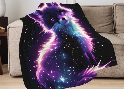 GNEW Fox Blanket for Girls, Cute Galaxy Fox Throw Blankets, Kawaii Fox Gifts for Girls Boys Kids Baby, Fox Lovers Gifts Blanket, Cute Fox Decor, Purple Black Hot Pink Sparkle Starry Stars,80"x60"