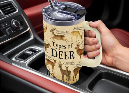 TNASURHUS 40oz Tumbler with Handle, Deer Gifts for Men Dad Boyfriend