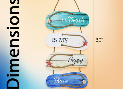 Gift Boutique Beach Wall Decor Hanging Sign, Coastal Wooden Flip Flop Plaque for Nautical Bathroom, Lake House, Ocean Summer Home Decor