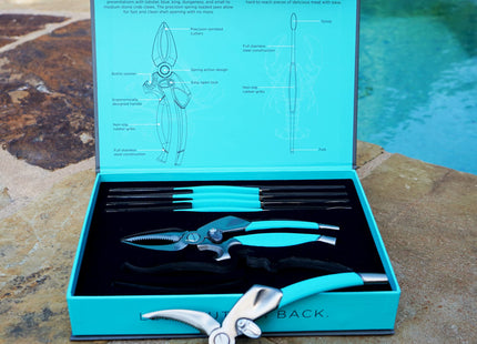 Toadfish Crab & Lobster Seafood Tool Set - 2 Shell Crackers With Cutters & 4 Multi-Use Forks - Non-Slip Grips - Stainless Steel - Built-In Bottle Opener - Makes A Beautiful Gift