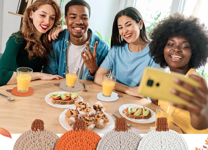 12 Pcs 4 Inch Fall Crochet Coasters, Thanksgiving Pumpkin
