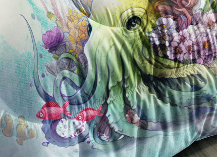 CVHOUSE Octopus Comforter Set - Queen Size, Kids Bedding Set with Octopus Quilt & Duvet - Ocean Bedroom Decor, 3 Pieces