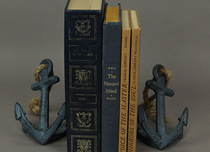 Nautical Bookends Collection – Polyresin & Cast Iron Coastal Decor for Bookshelves, Office, Bedroom, Living Room – Ocean Animal, Anchor, Whale Designs, Decorative & Functional Accent Sets