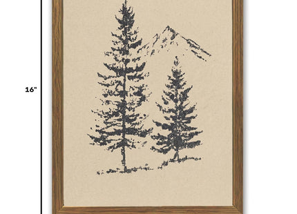 Pine Tree Wall Art Minimalist Mountain Nature Canvas Print Cabin Wall Decor