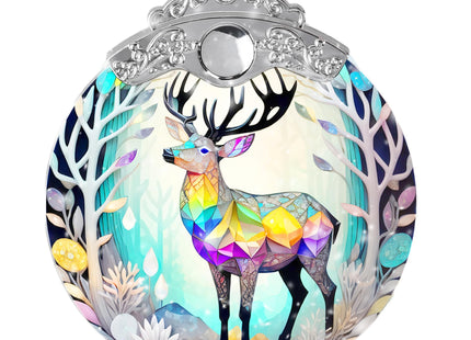 Jocidea Stained Glass Suncatcher, Deer Ornament for Christmas Tree, Holiday Home Decor and Gifts