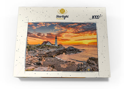 MyPuzzle Portland Lighthouse At Sunrise in New England Maine USA - Premium 1000 Piece Jigsaw Puzzle for Adults