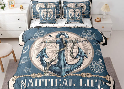Erosebridal Ocean Comforter Set,Summer Anchor Bed in A Bag Kids Queen