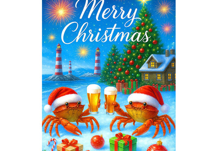 IVN Christmas Crab Santa Hat Lighthouse Garden Flag 28x40 Inch Yard Decor