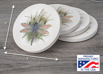 Thirstystone Dragonfly 4 Pack Round Natural Sandstone Coasters