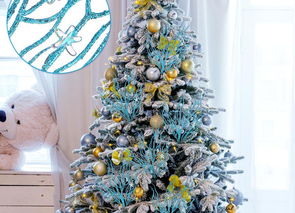 Vercraft 8 Pcs Blue Coastal Christmas Picks Glitter Coral Ornaments