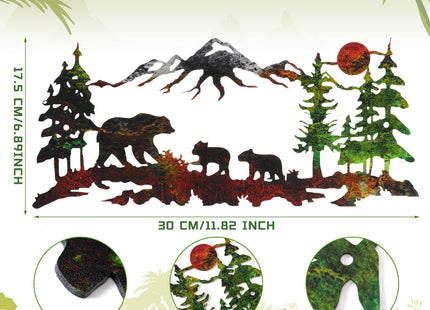 Therwen Metal Bear Wall Art Forest Mountain Cabin Woodland Rustic, Bronze