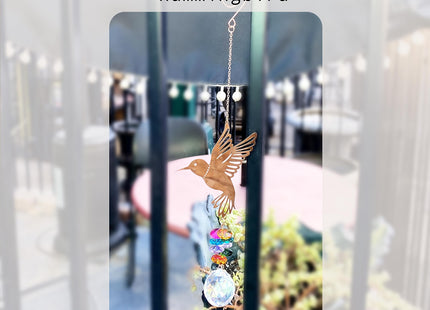 Crystal Hummingbird Prismatic Suncatcher Ornaments, Hanging Copper Metal