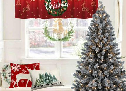 Nextchange Christmas Wreath Window Valances Red Star Deer Kitchen Short Curtains with Rod Pocket Valance Drapes Farmhouse Window Treatment for Living Room Bathroom Decor 54" X 18"