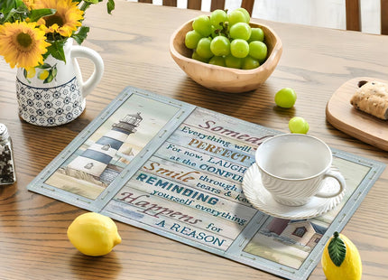 Lighthouse Placemats Set of 4 Nautical Lighthouse Table Mats Washable Place Mats for Home Party Indoor Kitchen Dining Table Decoration 12x18 Inch