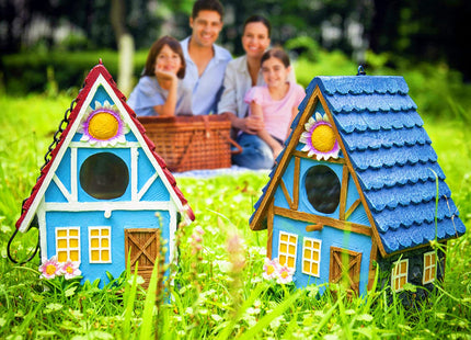 Garden Bird House for Outside Clearance Hanging Outdoors Country Cute Birdhouses for Wren Finchs Chickadee Hummingbird Tree Swallow Cage Kids Nature Lover Bluebird House(Red)