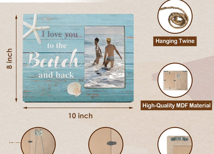 UNCDLV Beach Picture Frame, Coastal Nautical Couple Picture Photo Frames 4x6, Beach Wedding Gifts for Women Men Lover, Coastal Decor for House Bedroom Trip Vacation Gifts