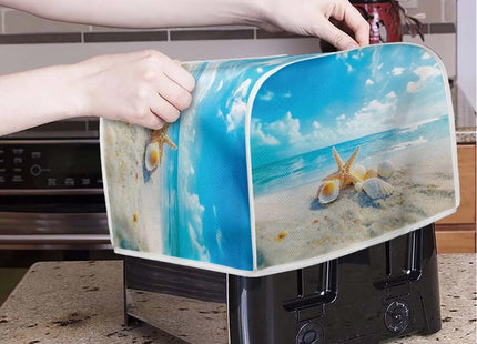 STUOARTE 4 Slice Toaster Cover, Starfish Shell Print Toaster Accessories Wide Slot Kitchen Small Appliance Covers, Dust & Fingerprint Bread Machine Cover Kitchen Decor