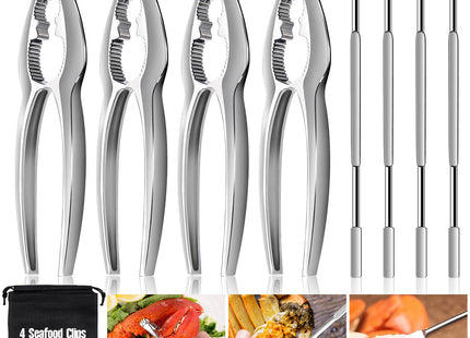 8 Pcs Crab Lobster Crackers and Picks Set, Crab Leg Cracker Tools, Seafood Crackers & Nut Cracker Set, Crab Eating Tool for Boil Supplies