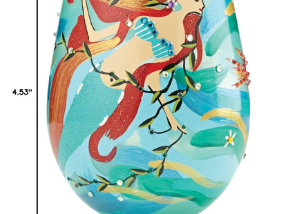 Designs by Lolita “Mermaid” Hand-painted Artisan Stemless Wine Glass, 20 oz.