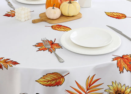 cusugbaso Fall Round Tablecloth 70 inches - Autumn Pumpkins Fade Reistant