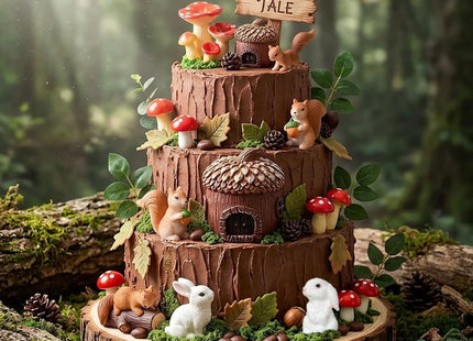 JeVenis Mushroom Woodland Cake Decoration Woodland Animals Cake Decoration