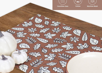 PurpleEssences Fall Placemat Cotton 13x19 in Leaves Print - Heap of Autumn