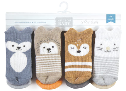 Hudson Baby Girls Unisex Cotton Rich Newborn And Terry Socks, Boy Woodland, 0-6 Months, Boy Woodland, 0-6 Months US