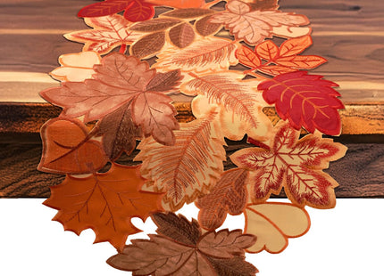 Fall Table Runner 72 Inches Long Autumn Maple Leaf Embroidered Runner