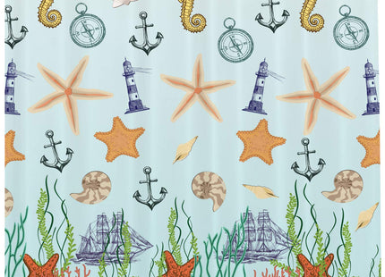 Ambesonne Seahorse Shower Curtain Sea Creatures Lighthouse Nautical Anchor Sail Boats Ocean the Coastal Seaside Seashore Marine Home Underwater Decor Bathroom Yellow Khaki Green Baby Blue 69" W/70 L