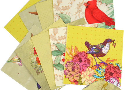 40 pack 4 Styles 6.5 In Cute Bird Decoupage Paper Napkins，Beautiful Cocktail Napkins for Mother's Day, Fall, All Seasons - Decorative Chickadee Design