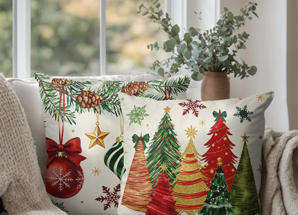 Wnoesat Christmas Tree Snowflake Pine Cone Decorative Pillow Covers